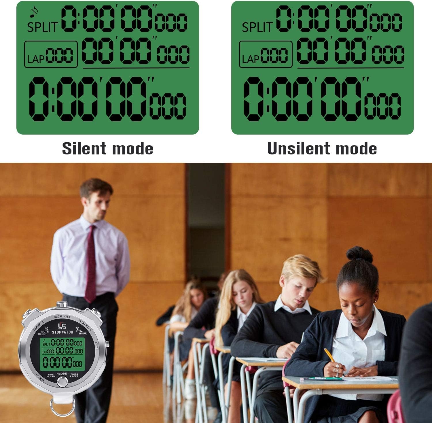 LAOPAO Stopwatch met 100 Geheugens, 1/1000 Sec. Nauwkeurigheid, Waterdicht en Mute Functie