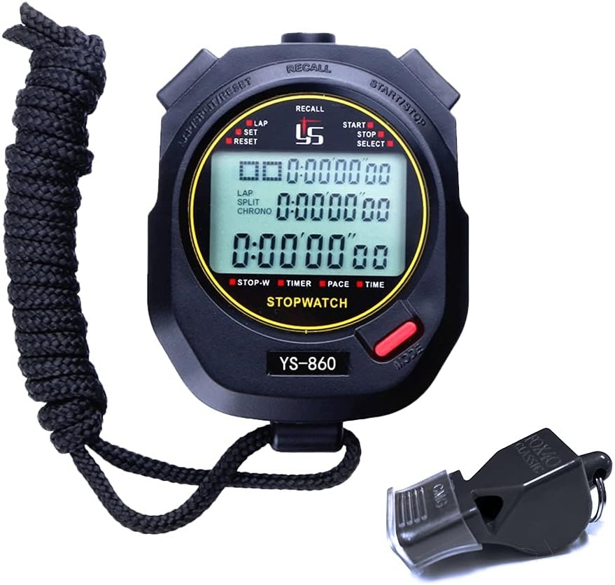 LAOPAO Stopwatch met 100 Geheugens, 1/1000 Sec. Nauwkeurigheid, Waterdicht en Mute Functie