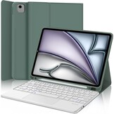 JADEMALL Toetsenbord met trackpad voor iPad Air 6th 11 inch 2024 M2, Italiaans QWERTY afneembaar bluetooth-toetsenbord met touchpad voor iPad Air 11 2024, donkergroen