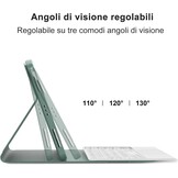 JADEMALL Toetsenbord met trackpad voor iPad Air 6th 11 inch 2024 M2, Italiaans QWERTY afneembaar bluetooth-toetsenbord met touchpad voor iPad Air 11 2024, donkergroen