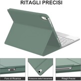 JADEMALL Toetsenbord met trackpad voor iPad Air 6th 11 inch 2024 M2, Italiaans QWERTY afneembaar bluetooth-toetsenbord met touchpad voor iPad Air 11 2024, donkergroen