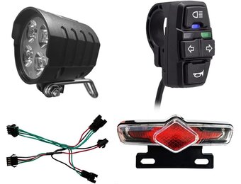 Set achterlichten en achterlichten voor elektrische fiets, 36 V, 48 V, 52 V, 60 V, met DK336 Light Horn Turning Switch E-Bike Light
