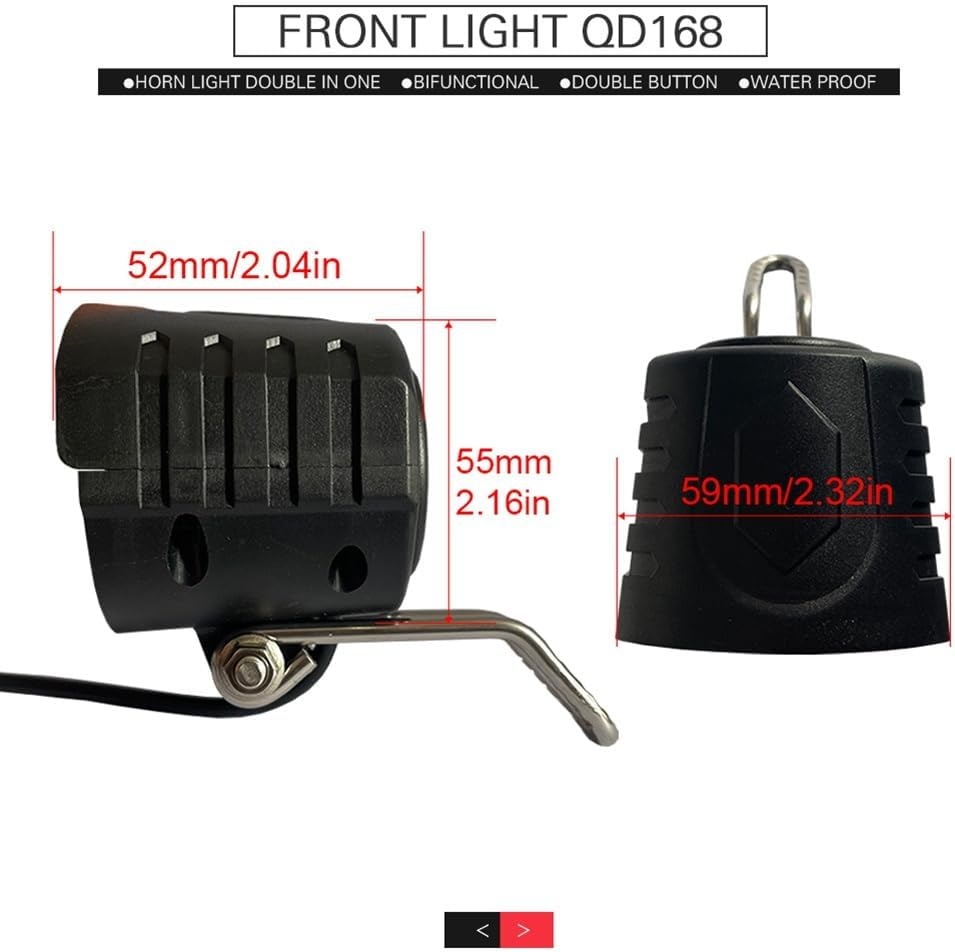 Set achterlichten en achterlichten voor elektrische fiets, 36 V, 48 V, 52 V, 60 V, met DK336 Light Horn Turning Switch E-Bike Light