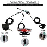 Set achterlichten en achterlichten voor elektrische fiets, 36 V, 48 V, 52 V, 60 V, met DK336 Light Horn Turning Switch E-Bike Light