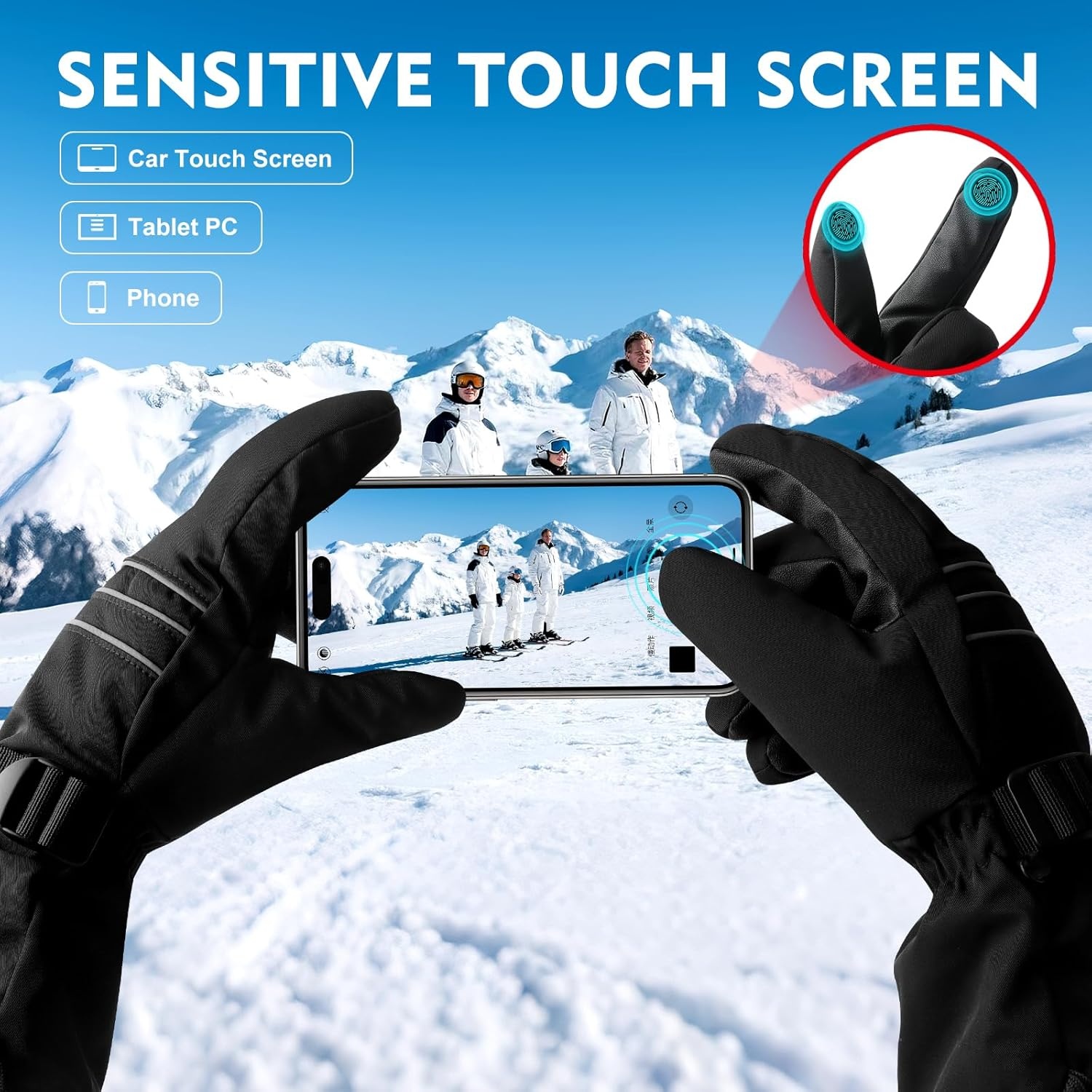 Verwarmde handschoenen voor mannen of vrouwen, 7,4 V, 3200 mAh, elektrische batterij, zelfverwarmende handschoenen voor wintersport