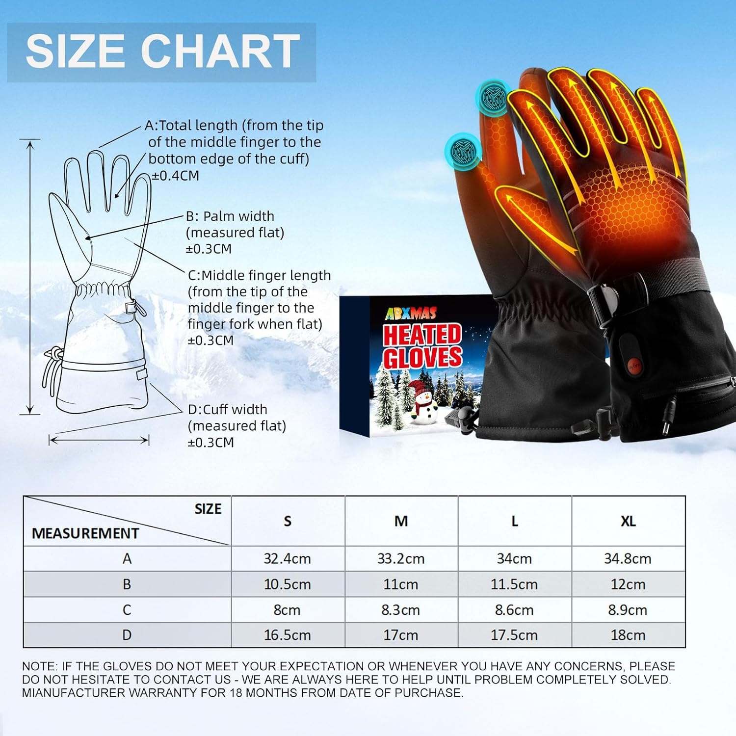Verwarmde handschoenen voor mannen of vrouwen, 7,4 V, 3200 mAh, elektrische batterij, zelfverwarmende handschoenen voor wintersport