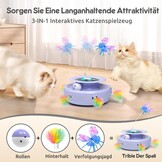 GoldenSun 3-in-1 Interactief Kattenspeelgoed, Elektrisch Automatisch Speelgoed voor Katten, Whack-A-Mole, Fluttering Butterfly, Inclusief Bal, USB-oplaadbaar, Kattenteaser met 6 Opzetstukken
