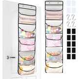 Hangrek, 2 stuks hangorganizer met 10 stuks klittenbandsluiting, 4 stuks kleefhaken en 4 stuks S-haken, deurorganizer voor slaapkamer, badkamer en kantoor