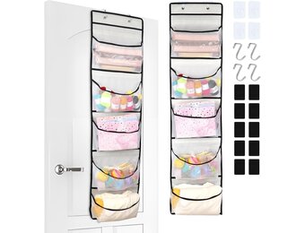 Hangrek, 2 stuks hangorganizer met 10 stuks klittenbandsluiting, 4 stuks kleefhaken en 4 stuks S-haken, deurorganizer voor slaapkamer, badkamer en kantoor