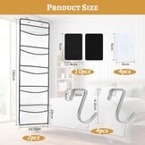Hangrek, 2 stuks hangorganizer met 10 stuks klittenbandsluiting, 4 stuks kleefhaken en 4 stuks S-haken, deurorganizer voor slaapkamer, badkamer en kantoor