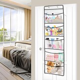 Hangrek, 2 stuks hangorganizer met 10 stuks klittenbandsluiting, 4 stuks kleefhaken en 4 stuks S-haken, deurorganizer voor slaapkamer, badkamer en kantoor