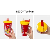 Room Copenhagen LEGO Beker met rietje, leuke en functionele hydratatie voor kinderen, herbruikbaar, geïsoleerde beker met rietje, deksel en Lego Ninjago-afbeeldingen, transparant/azuur