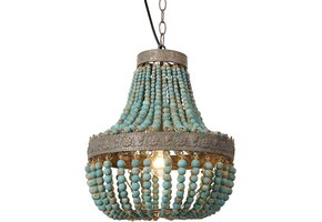 Blauwe Houten Kralen Hanglamp - 48% Korting