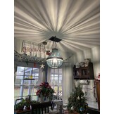 Newrays Retro Loft Vintage Rustieke Ronde Houten Kralen Hanglamp E27 Led Hanglamp Decorverlichting Modern voor Woonkamer Hotel Keuken (Klein Blauw)