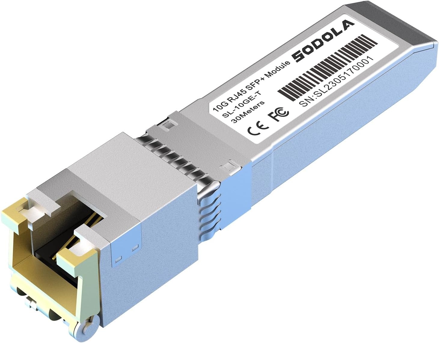 10GBase-T RJ45 SFP+ module, 10G SFP+ RJ-45 koperen transceiver voor SODOLA, SFP naar Ethernet, plug and play, hot pluggable, tot 30 m afstand koperen SFP-modules (1 stuks)