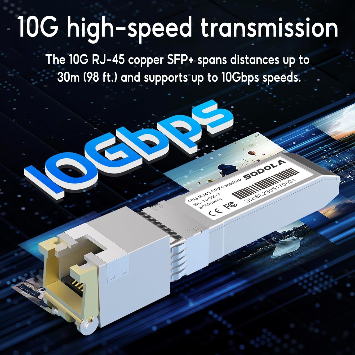 10GBase-T RJ45 SFP+ module, 10G SFP+ RJ-45 koperen transceiver voor SODOLA, SFP naar Ethernet, plug and play, hot pluggable, tot 30 m afstand koperen SFP-modules (1 stuks)
