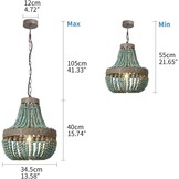 Newrays Retro Loft Vintage Rustieke Ronde Houten Kralen Hanglamp E27 Led Hanglamp Decorverlichting Modern voor Woonkamer Hotel Keuken (Klein Blauw)