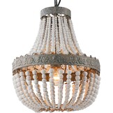 Newrays Retro Loft Vintage Rustieke Ronde Houten Kralen Hanglamp E27 Led Hanglamp Decorverlichting Modern voor Woonkamer Hotel Keuken (Klein Blauw)