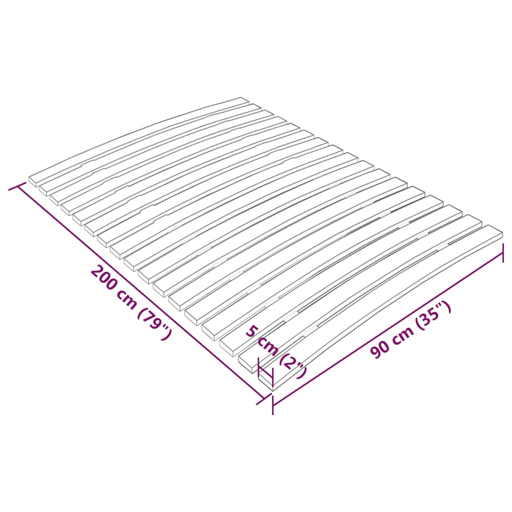 vidaXL Lattenbodem met 17 latten 90x200 cm