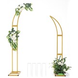 2 stuks gebogen bruiloftsboog, achtergrondstandaard, ballonnenboog voor ceremonie, verjaardag, feest, bruid, babyshower, metalen halve maan, bruiloftsboog, achtergrondboog, achtergrond met