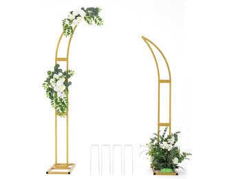 2 stuks gebogen bruiloftsboog, achtergrondstandaard, ballonnenboog voor ceremonie, verjaardag, feest, bruid, babyshower, metalen halve maan, bruiloftsboog, achtergrondboog, achtergrond met