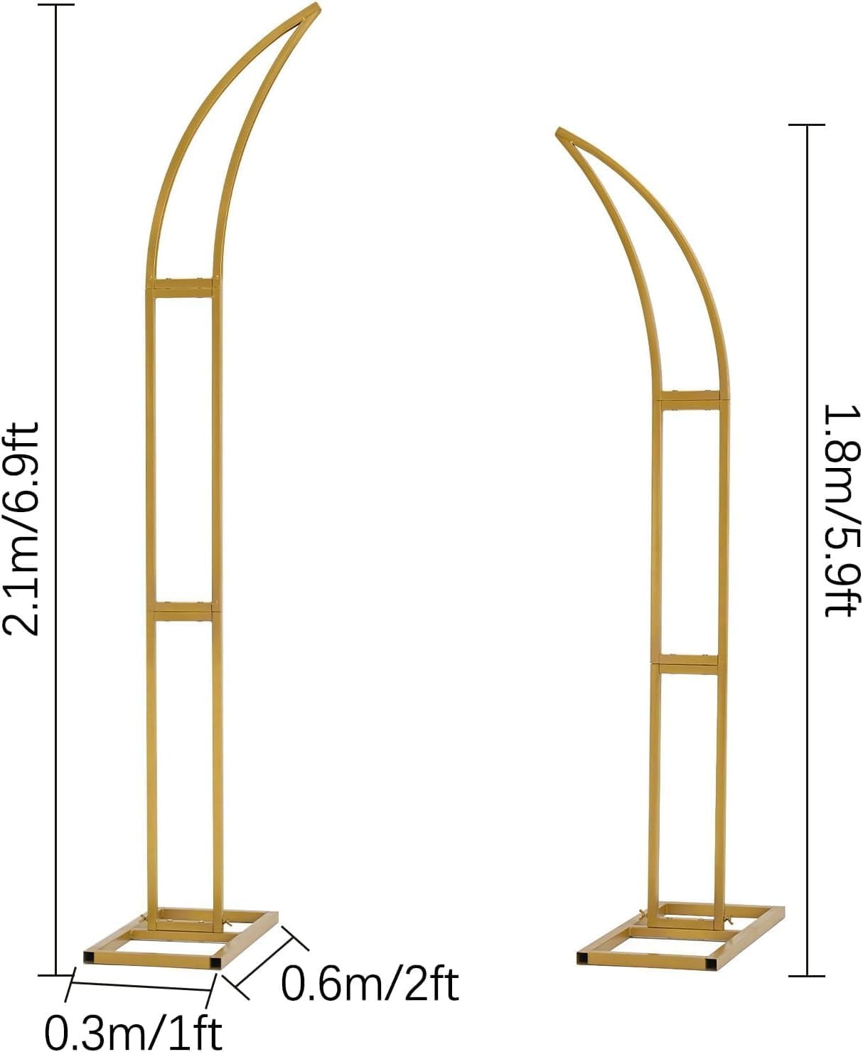 2 stuks gebogen bruiloftsboog, achtergrondstandaard, ballonnenboog voor ceremonie, verjaardag, feest, bruid, babyshower, metalen halve maan, bruiloftsboog, achtergrondboog, achtergrond met