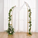 2 stuks gebogen bruiloftsboog, achtergrondstandaard, ballonnenboog voor ceremonie, verjaardag, feest, bruid, babyshower, metalen halve maan, bruiloftsboog, achtergrondboog, achtergrond met