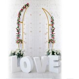 2 stuks gebogen bruiloftsboog, achtergrondstandaard, ballonnenboog voor ceremonie, verjaardag, feest, bruid, babyshower, metalen halve maan, bruiloftsboog, achtergrondboog, achtergrond met
