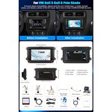 CAMECHO Android Radio met Navigatie voor VW Golf 6 Golf 5 T5 Skoda Seat Polo Caddy,7 Inch Scherm autoradio 2 DIN met Bluetooth FM RDS WIFI Mirror Link+Canbus