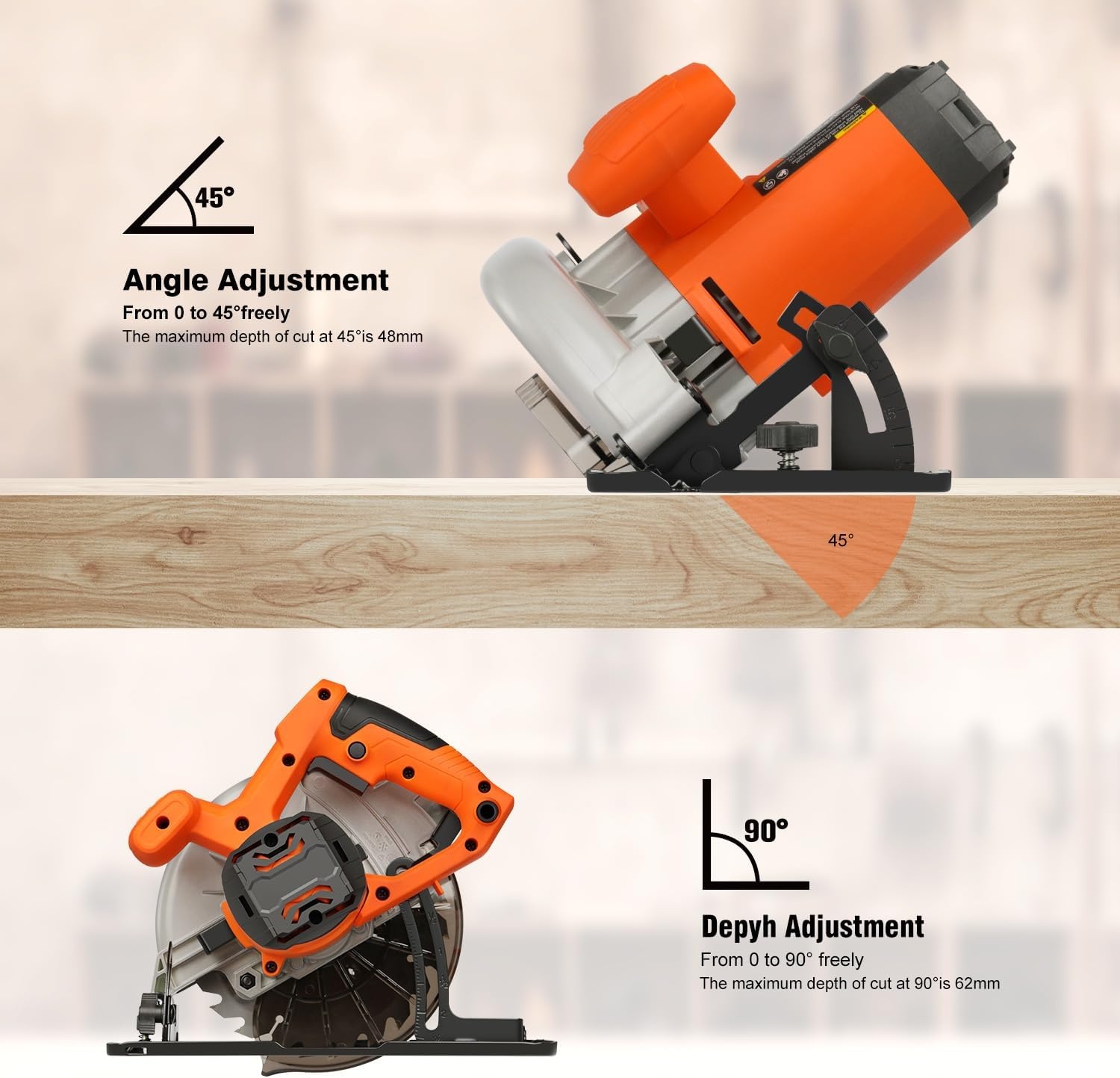 GALAX PRO 1400W cirkelzaag met 62mm zaagdiepte