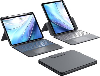 CHESONA Toetsenbordhoes voor iPad Air 13 inch & iPad Pro 12.9 inch - Grijs