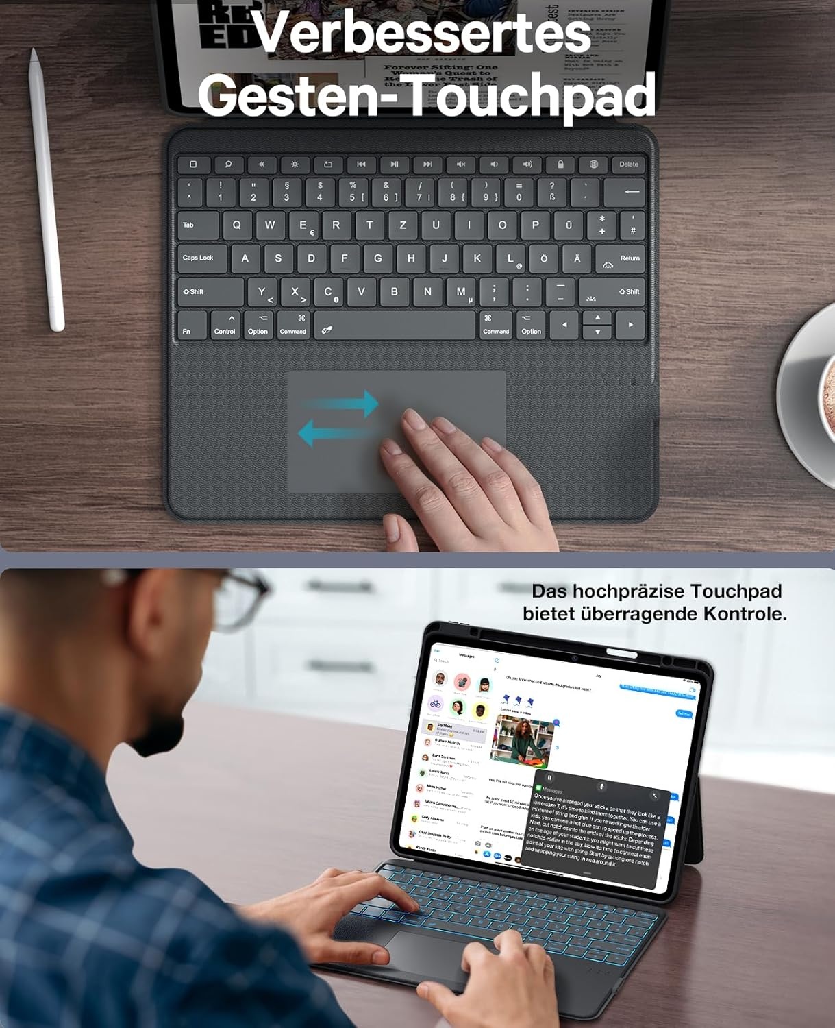 CHESONA Toetsenbordhoes voor iPad Air 13 inch & iPad Pro 12.9 inch - Grijs