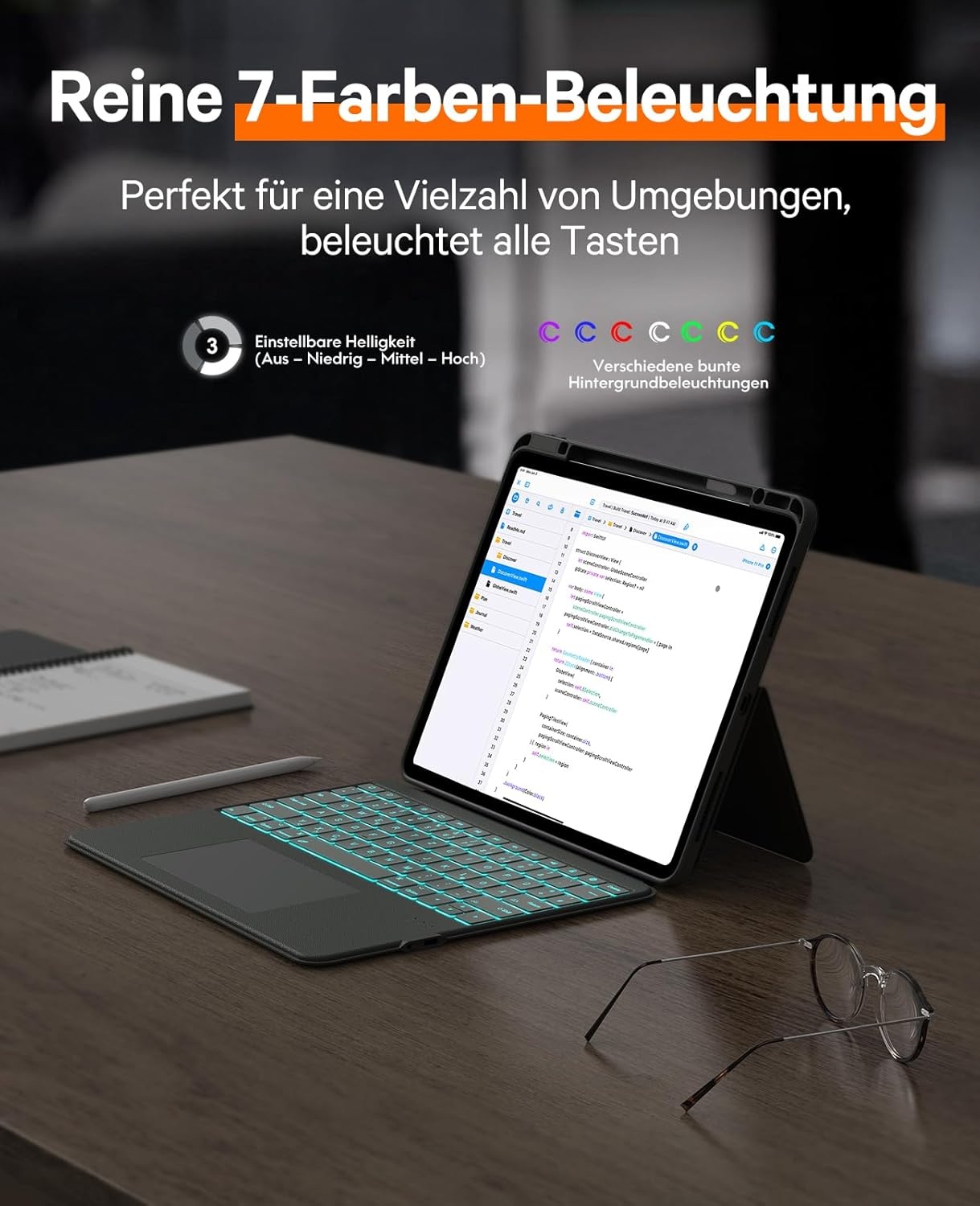 CHESONA Toetsenbordhoes voor iPad Air 13 inch & iPad Pro 12.9 inch - Grijs