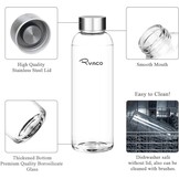 Ryaco Glazen Waterfles 550ml BPA-vrij, Lekvrij Borosilicaat Glas - Grijs