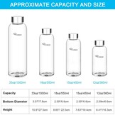 Ryaco Glazen Waterfles 550ml BPA-vrij, Lekvrij Borosilicaat Glas - Grijs