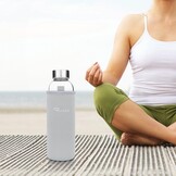 Ryaco Glazen Waterfles 550ml BPA-vrij, Lekvrij Borosilicaat Glas - Grijs