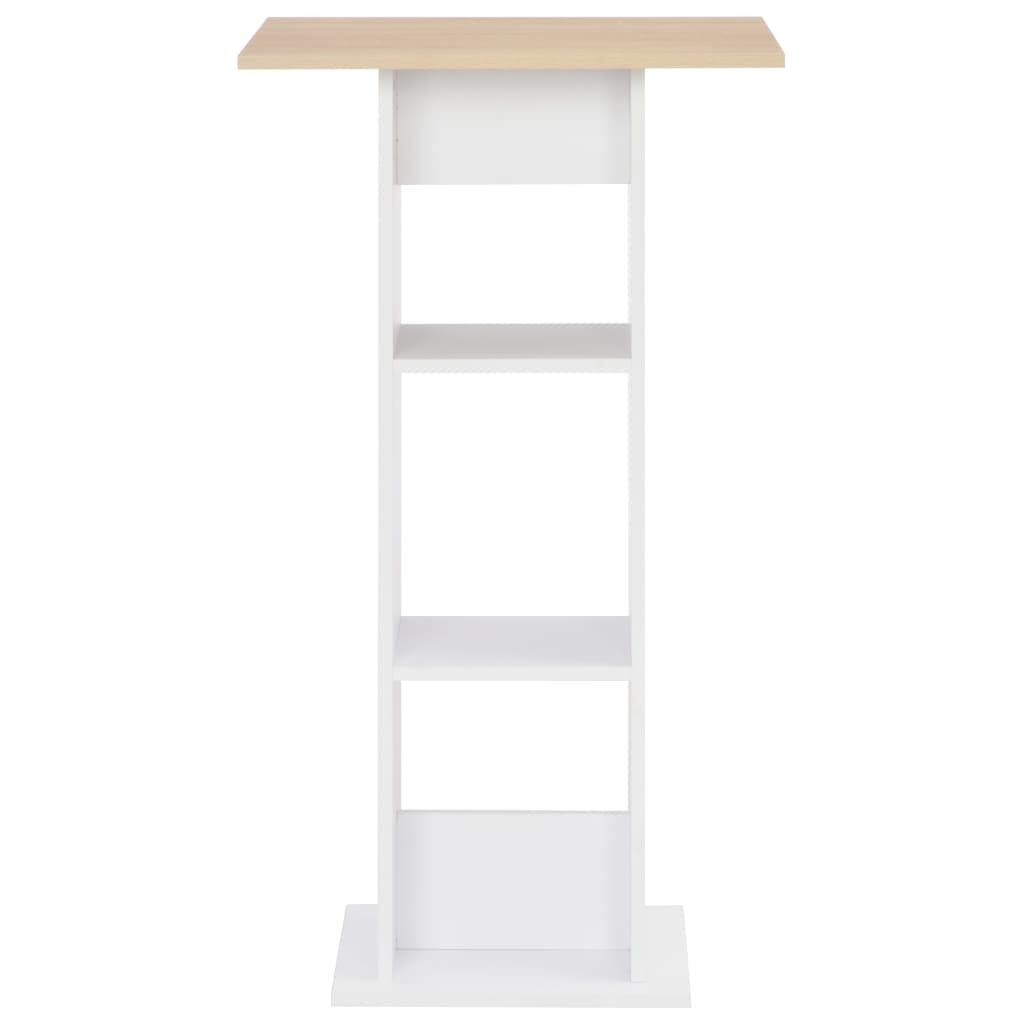 vidaXL Bartafel 60x60x110 cm wit en sonoma eikenkleurig