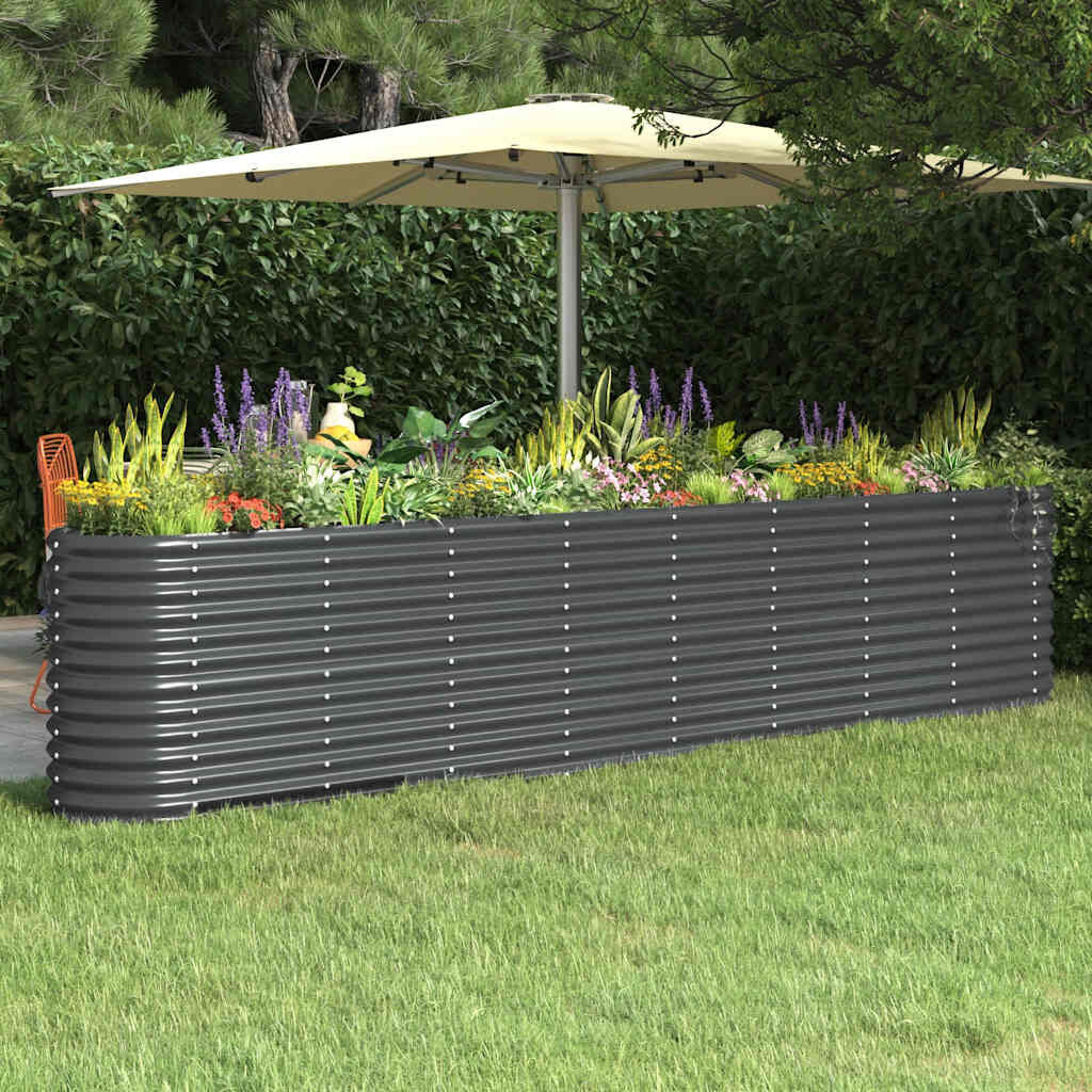 vidaXL Plantenbak 332x40x68 cm gepoedercoat staal antracietkleurig