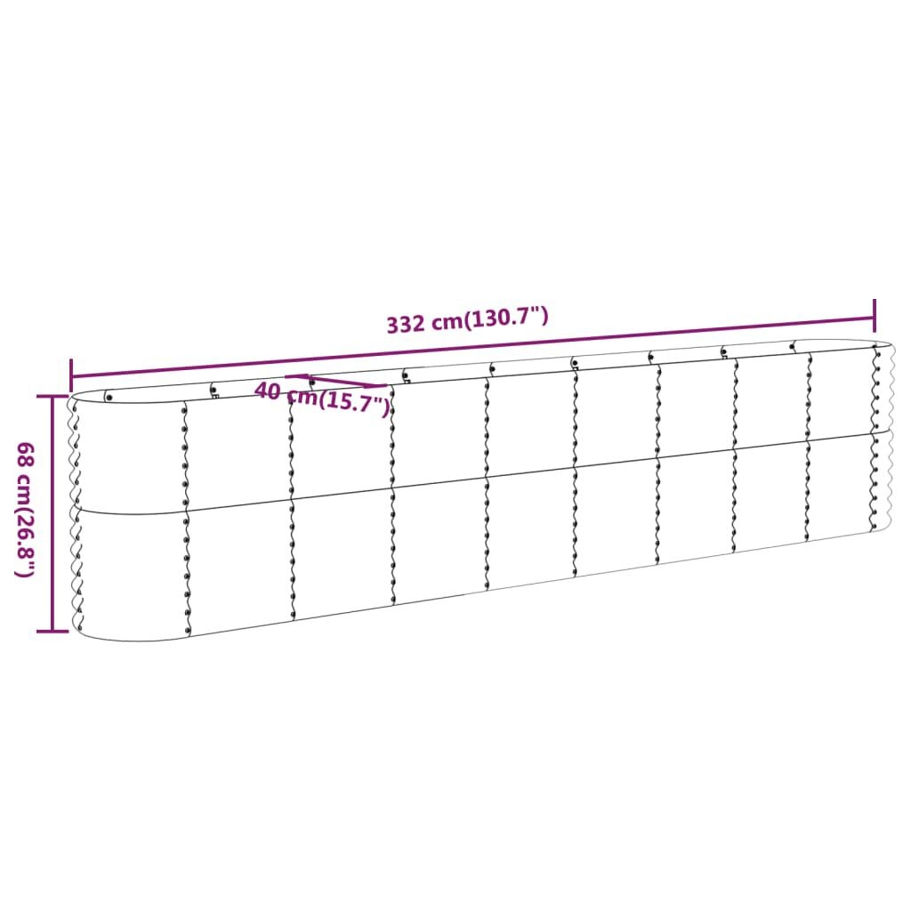 vidaXL Plantenbak 332x40x68 cm gepoedercoat staal antracietkleurig