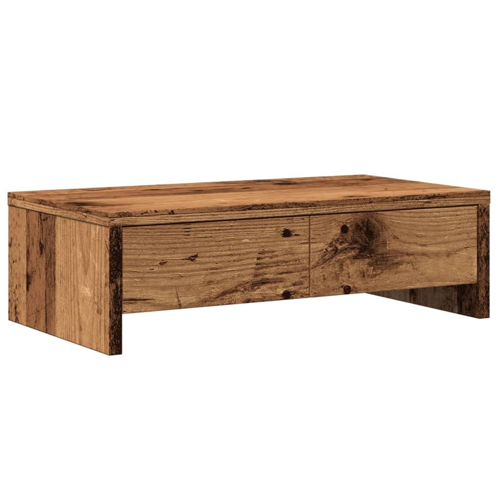 Monitorstandaard met Lades | Oud Hout | -31%