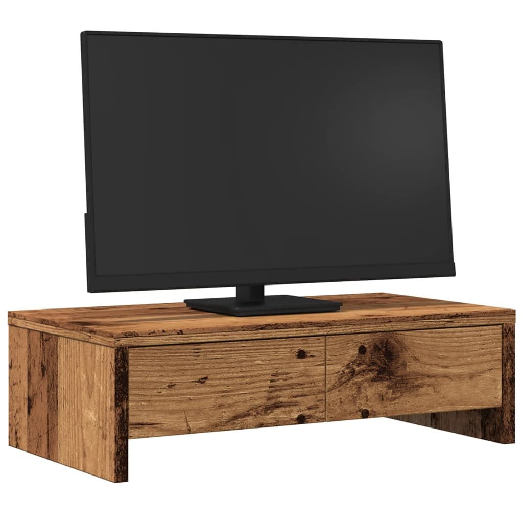 Monitorstandaard met Lades | Oud Hout | -31%