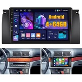 4+64G Android Autoradio voor BMW 5 E39 E53 M5 X5 1996-2007 met Wireless Carpaly&Android Auto, 9'' IPS Touch Screen Radio met Bluetooth 5.0/GPS/Achteruitrijcamera/FM/WiFi/SWC