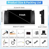 4+64G Android Autoradio voor BMW 5 E39 E53 M5 X5 1996-2007 met Wireless Carpaly&Android Auto, 9'' IPS Touch Screen Radio met Bluetooth 5.0/GPS/Achteruitrijcamera/FM/WiFi/SWC