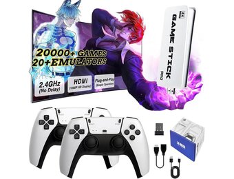 2025 Upgrade retro console gamesticks, gameconsole, 22.000+ klassieke games met 2 draadloze controllers, HDMI plug & play voor tv, cadeau voor volwassenen jongens (upgrade Pro)