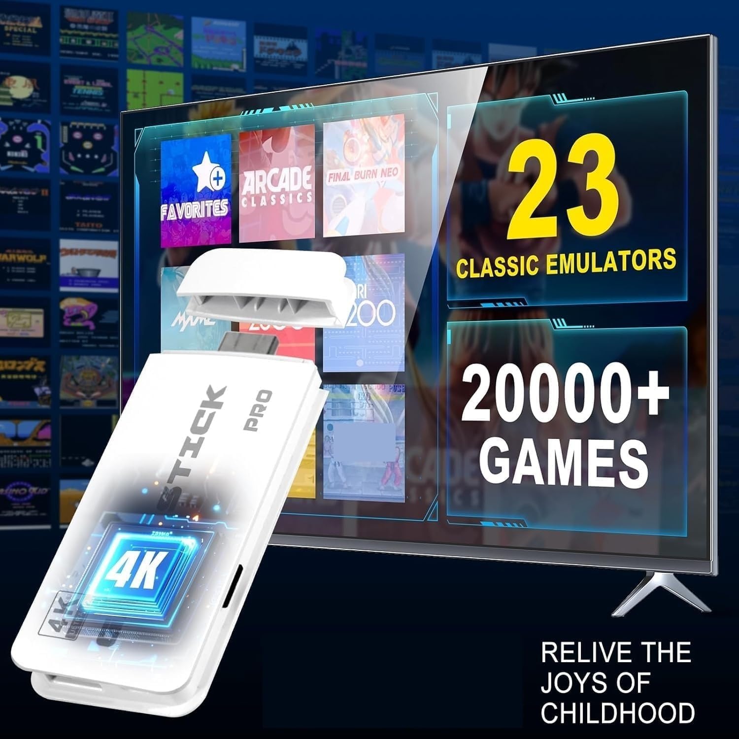 2025 Upgrade retro console gamesticks, gameconsole, 22.000+ klassieke games met 2 draadloze controllers, HDMI plug & play voor tv, cadeau voor volwassenen jongens (upgrade Pro)