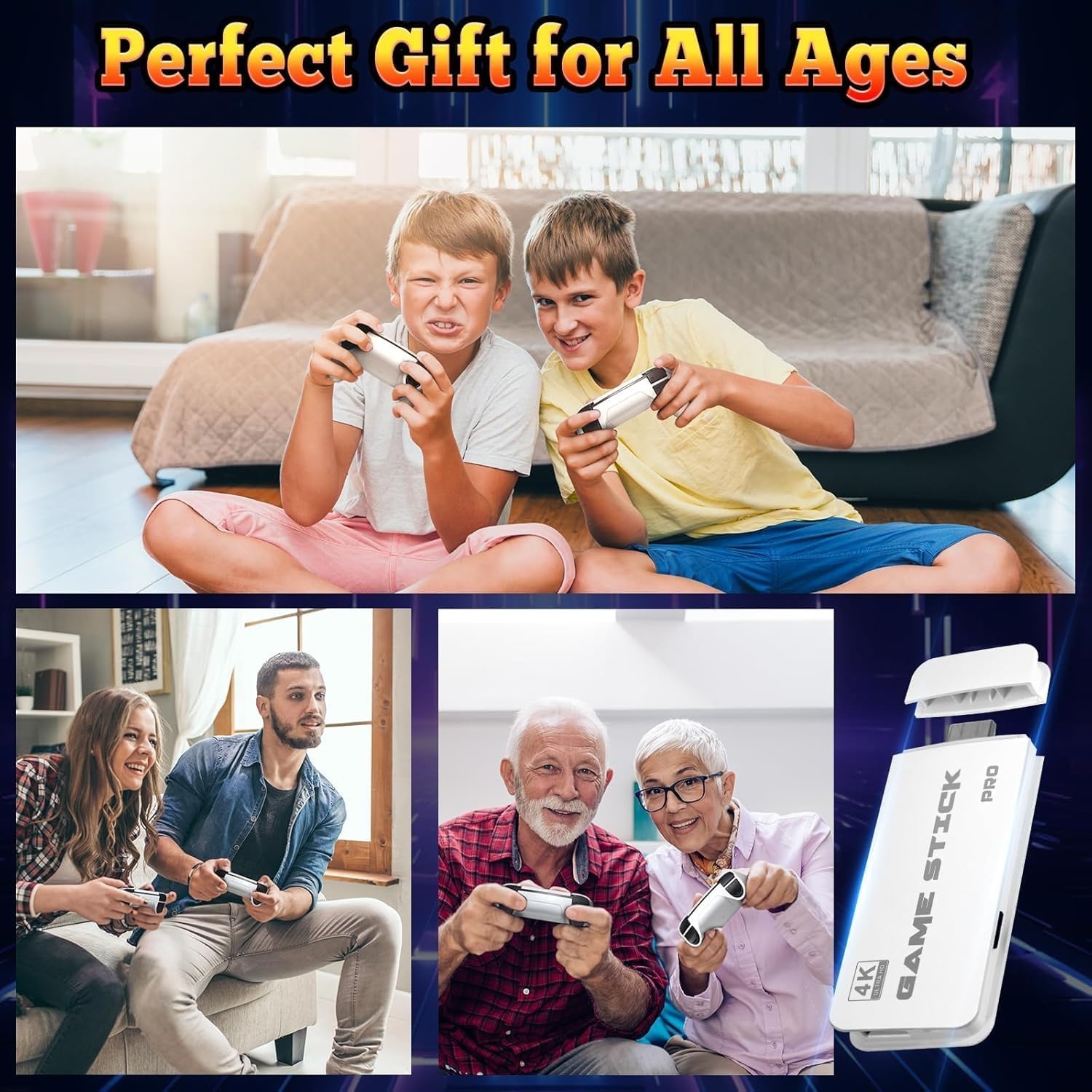 2025 Upgrade retro console gamesticks, gameconsole, 22.000+ klassieke games met 2 draadloze controllers, HDMI plug & play voor tv, cadeau voor volwassenen jongens (upgrade Pro)
