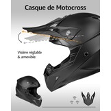 YEMA YM-915 Cross Motorcross Helm Downhill Fullface Mat Zwart ECE voor Dames en Heren