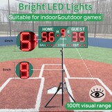 Draagbaar LED Scorebord met Afstandsbediening voor Honkbal - 5 Cijfers