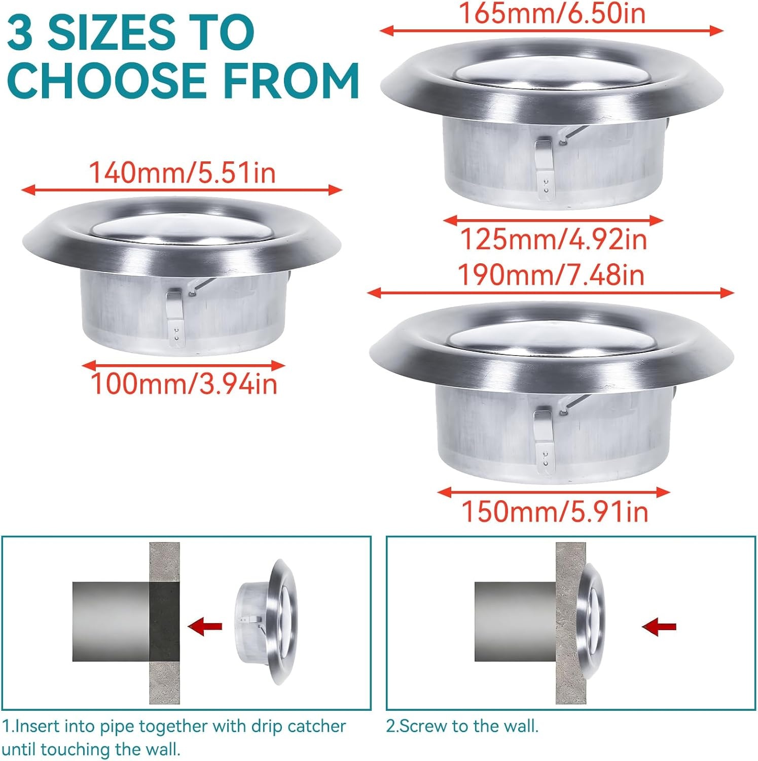 Ventilatiekap RVS Rond 100mm