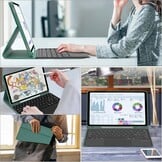 Toetsenbordhoes voor Samsung Tab S9 FE met trackpad, toetsenbord voor Galaxy Tab S9 FE 10,9 inch / S9 11 inch, Italiaans QWERTY-toetsenbord afneembaar met touchpad voor Samsung Tab S9 FE, donkergroen
